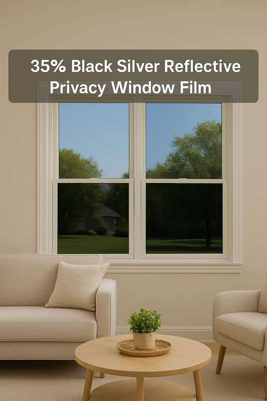 35% Black Silver Residential Commercial Privacy One Way Mirror Window Tinting Film 60" X 100'