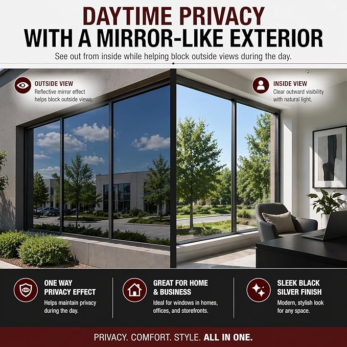 Commercial Residential Privacy Dual Reflective One Way Mirror Window Tinting Film