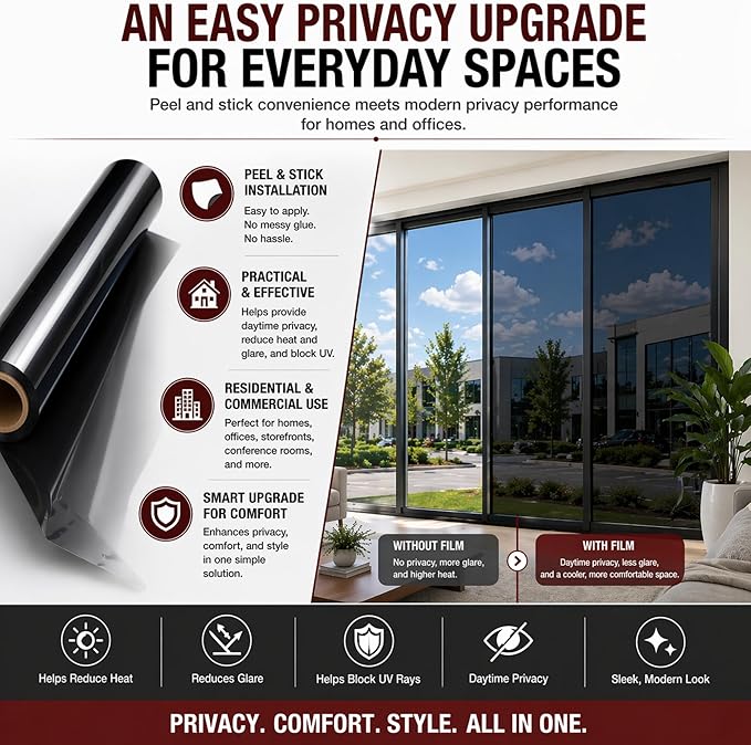 Commercial Residential Privacy Dual Reflective One Way Mirror Window Tinting Film