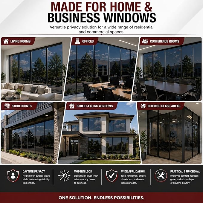 Commercial Residential Privacy Dual Reflective One Way Mirror Window Tinting Film