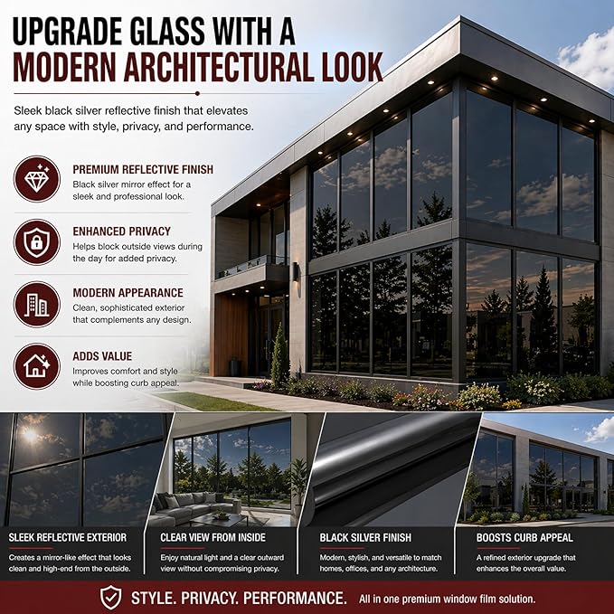 Commercial Residential Privacy Dual Reflective One Way Mirror Window Tinting Film